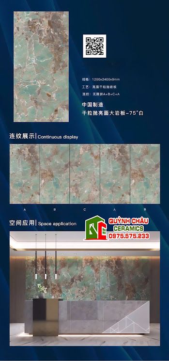 Gạch khổ lớn trung quốc 120x240 xanh vân đá