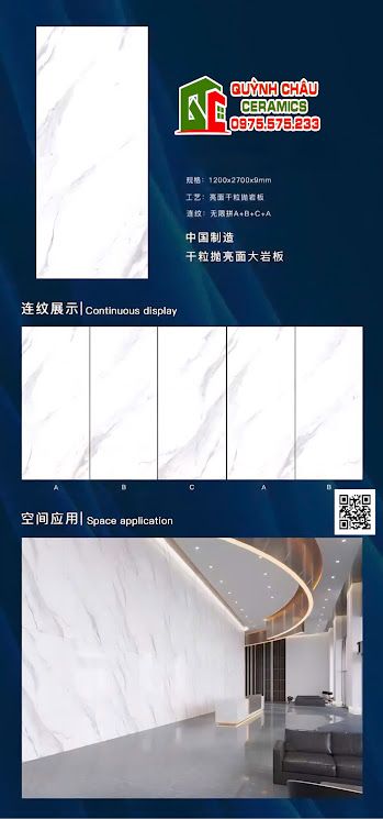 Gạch khổ lớn trung quốc 120x270 trắng vân