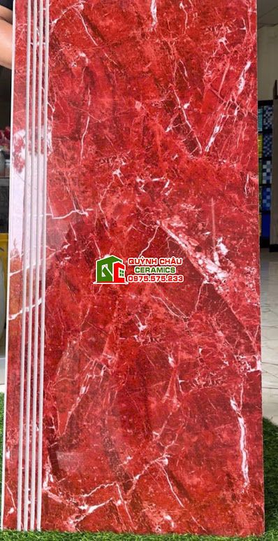 Gạch lát cầu thang 47x100 đỏ vân trắng
