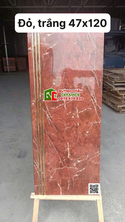 Gạch lát cầu thang 47x120 nhũ vàng đỏ vân trắng