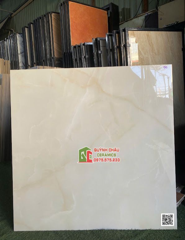 Gạch lát nền 100x100 ấn độ màu vàng kem vân đá
