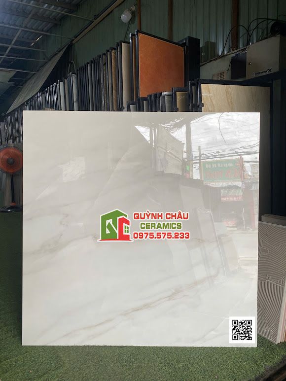 Gạch lát nền 120x120 bóng trắng đục vân nhạt