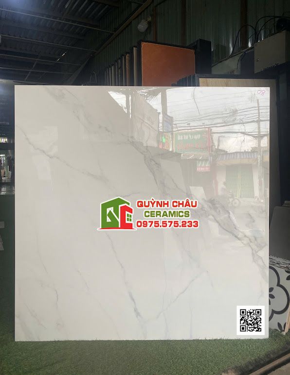 Gạch lát nền 120x120 màu trắng vân khói xám nhạt