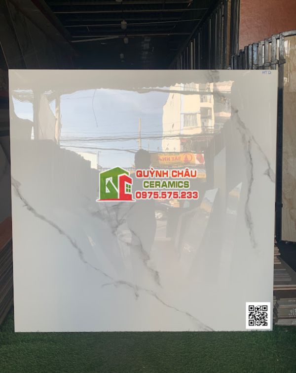Gạch lát nền 120x120 trắng vân marble đá bóng giá rẻ