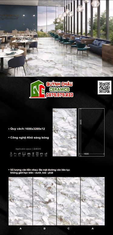 Gạch lát nền 160x320 đá nung kết bóng kiếng