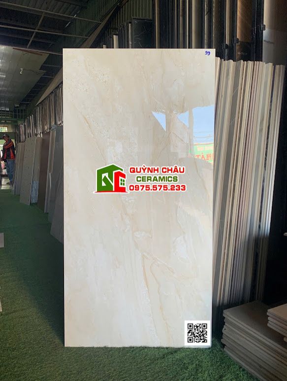 Gạch lát nền 60x120 kem bóng vân đá ivory bóng kiếng