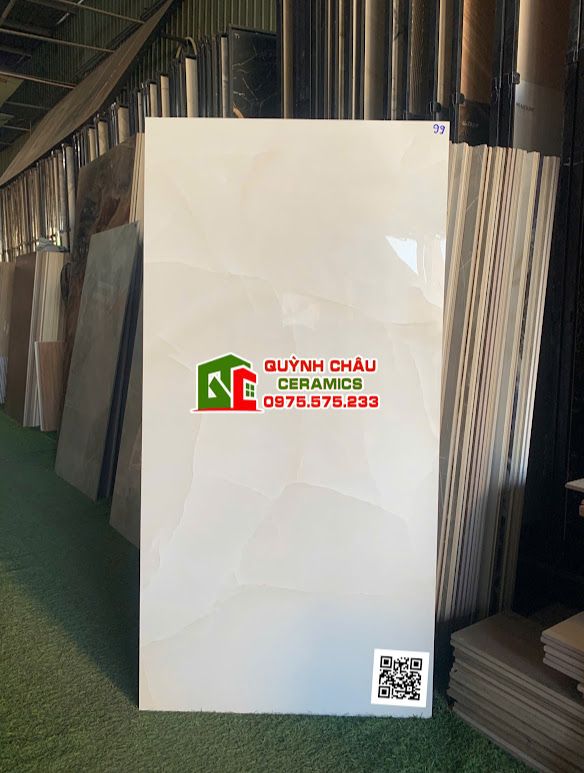 Gạch lát nền 60x120 kem sữa onyx bóng kiếng