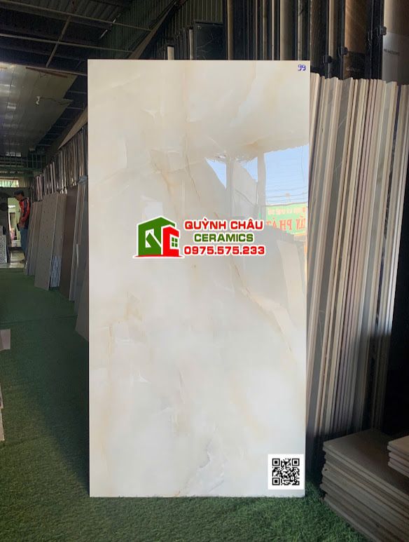 Gạch lát nền 60x120 kem vàng vân rạn bóng kiếng