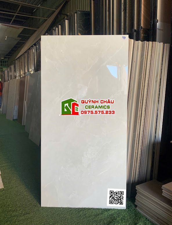 Gạch lát nền 60x120 trắng sữa vân đá bóng kiếng
