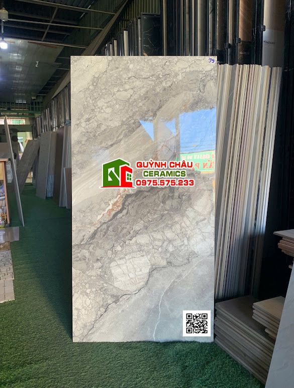 Gạch lát nền 60x120 xám vân đá xen nâu bóng kiếng