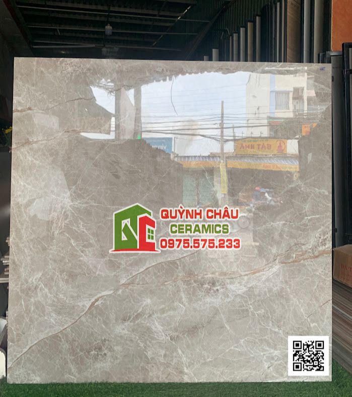 Gạch lát nền ấn độ 120x120 bóng vân đá Hamilton grey màu xám vân rạn trắng 