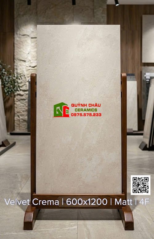 Gạch lát nền ấn độ 60x120 bề mặt mờ màu kem