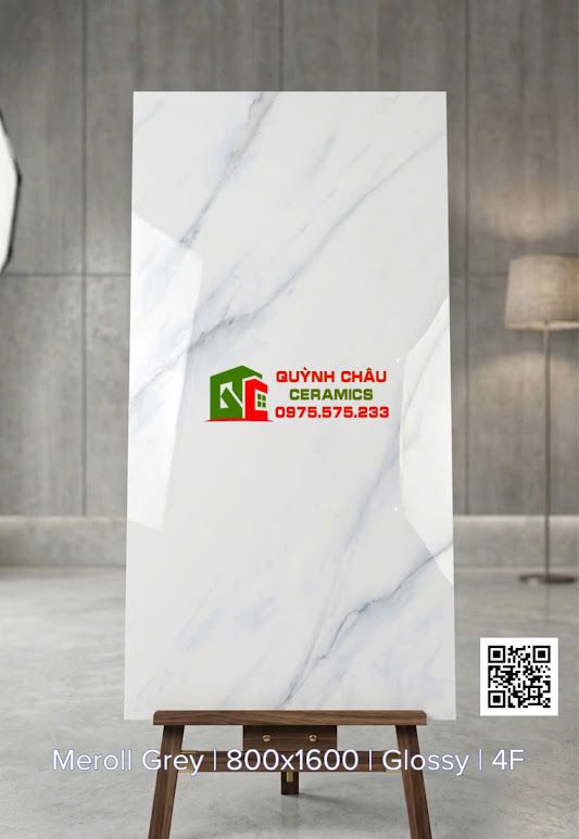 Gạch lát nền ấn độ 80x160 vân đá Marble trắng xám