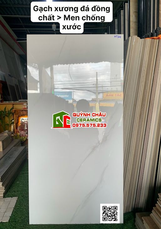 Gạch lát nền trung quốc 60x120 trắng vân men chống xước đá đồng chất
