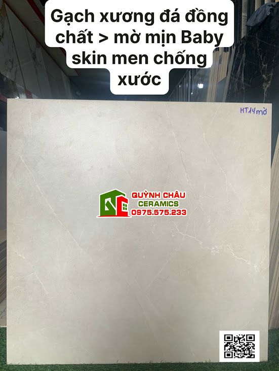 Gạch lát nền trung quốc 80x80 baby skin xám kem mờ mịn đá đồng chất cao cấp