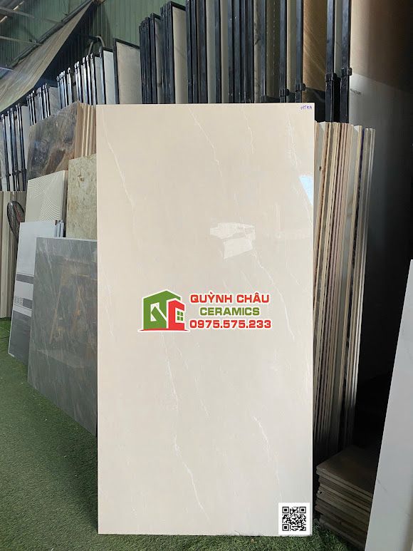 Gạch lát nền Vicenza 60x120 bóng kính màu kem