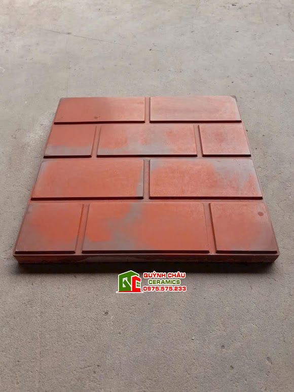 Gạch lát sân bê tông 40x40 giả cổ Hội An màu đỏ