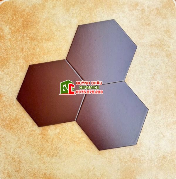 Gạch lục giác đơn sắc màu nâu đậm