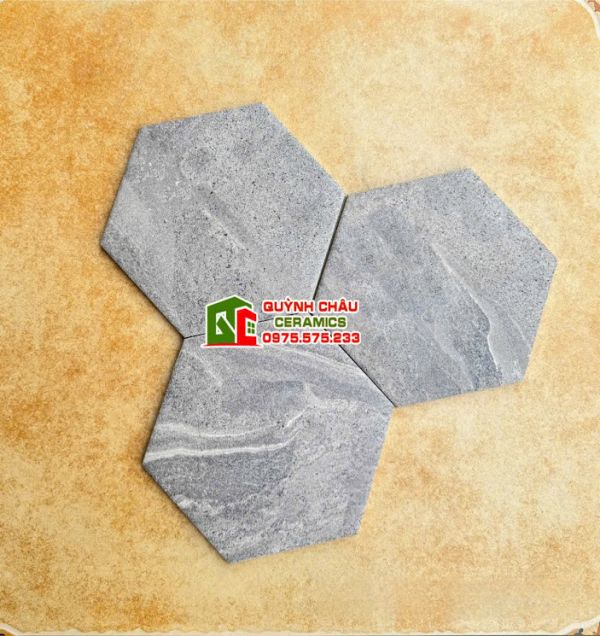 Gạch lục giác mờ xám vân đá