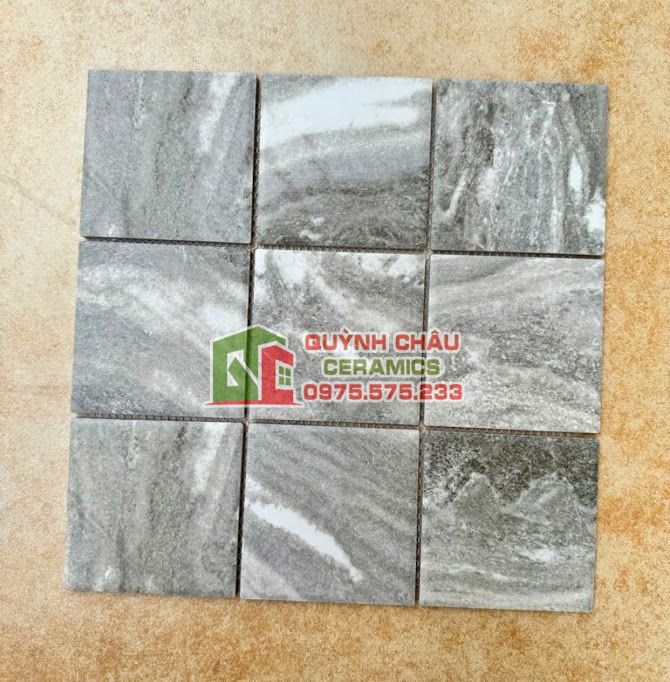 Gạch mosaic 10x10 marble xám mờ vân đá