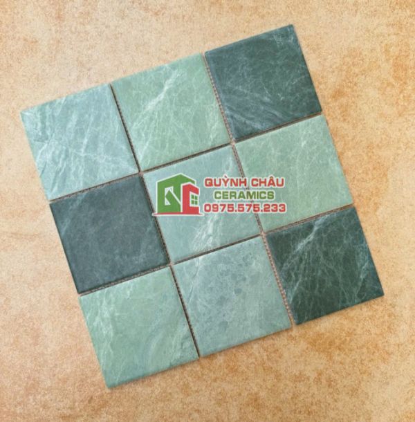 Gạch mosaic 10x10 xanh mix vân đá mờ