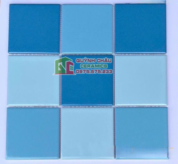Gạch mosaic gốm mix 3 màu xanh