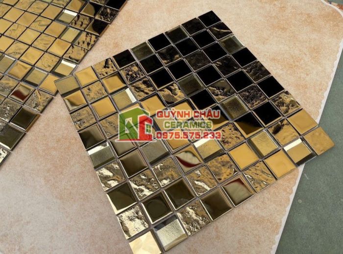 Gạch mosaic mạ vàng trang trí cao cấp