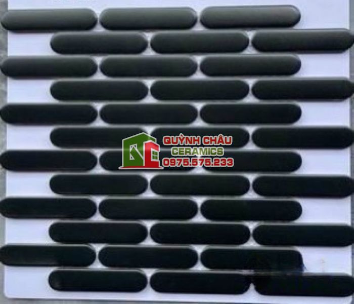 Gạch mosaic que đũa đầu tròn màu đen tuyền