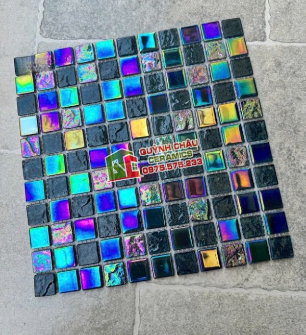 Gạch mosaic thuỷ tinh nhiều màu mix xanh dương