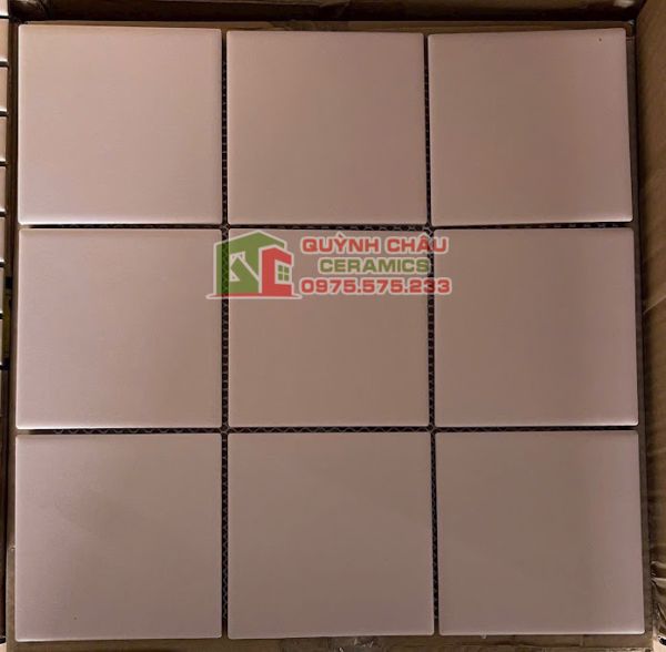 Gạch mosaic vỉ 10x10 thẻ chip màu hồng mờ