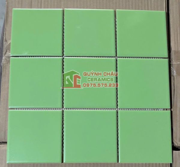Gạch mosaic vỉ 10x10 thẻ chip màu xanh lá mờ