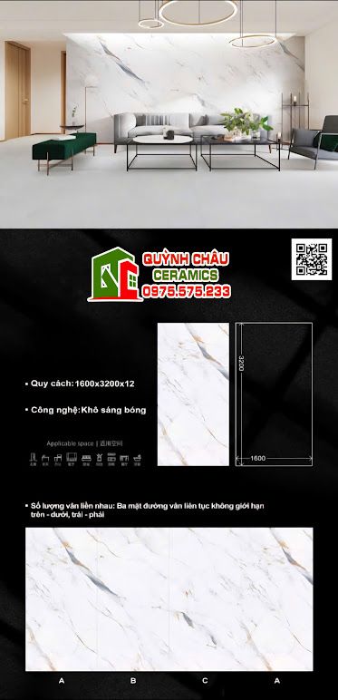 Gạch ốp lát 160x320 đá nung kết cao cấp