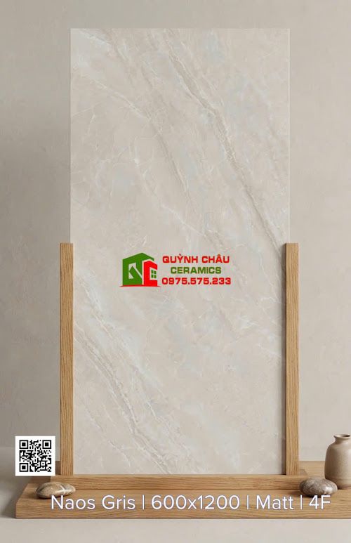 Gạch ốp lát 60x120 bề mặt mờ xám nhạt vân đá sang trọng