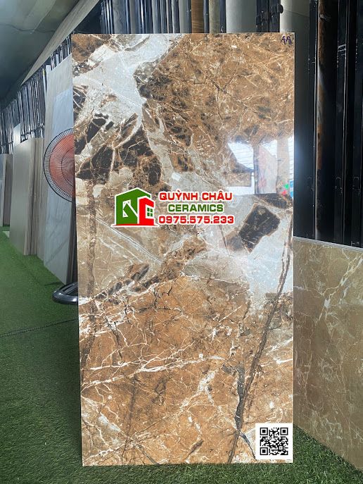 Gạch ốp lát 60x120 màu nâu hổ phách Tiger Eye brow bóng kiếng