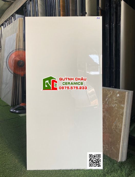 Gạch ốp lát 60x120 trắng sứ bóng men trơn không vân Plain White 