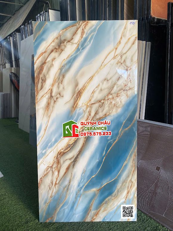 Gạch ốp lát 60x120 vân đá marble xanh dương siêu bóng