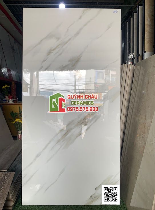 Gạch ốp lát 80x160 ấn độ trắng đá nâu vàng vân xéo bóng kiếng