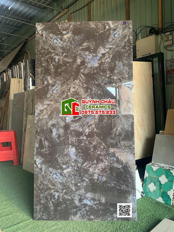 Gạch ốp lát 80x160 vân đá đen xanh bóng kiếng