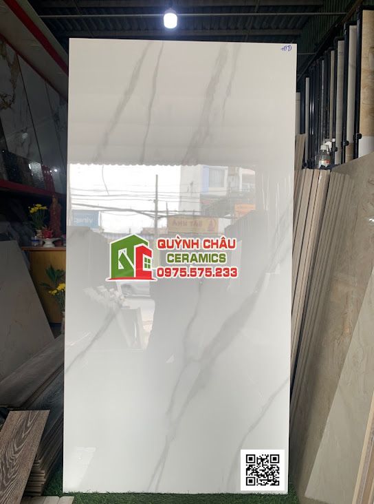 Gạch ốp lát ấn độ 80x160 trắng vân khói nhạt xám nhẹ bóng kiếng