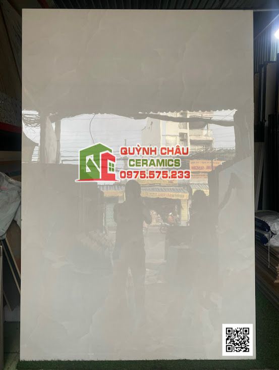 Gạch ốp lát nhập khẩu 120x180 màu trắng tinh siêu bóng vân đá nhẹ Elegen Onyx White