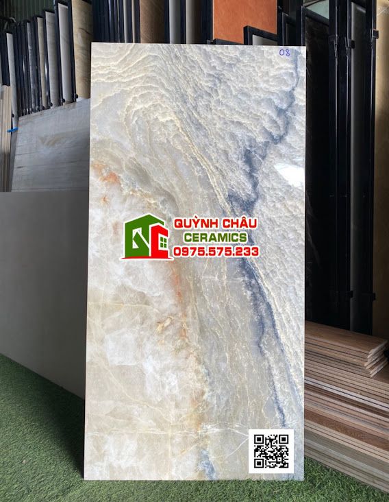 Gạch ốp lát tây ban nha 60x120 màu xanh kem vân đá sóng biển đẹp tự nhiên cao cấp