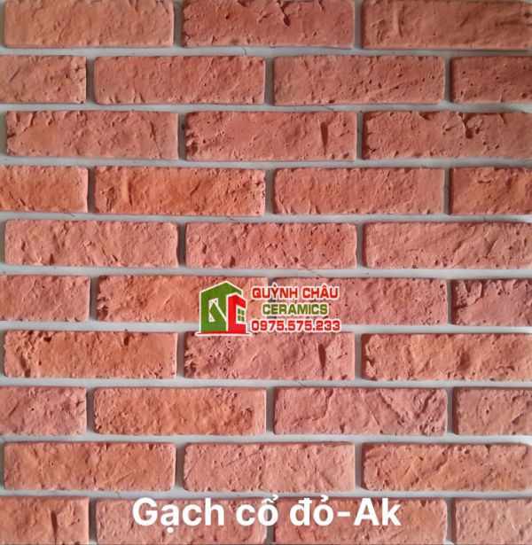 Gạch ốp tường giả cổ bê tông màu đỏ