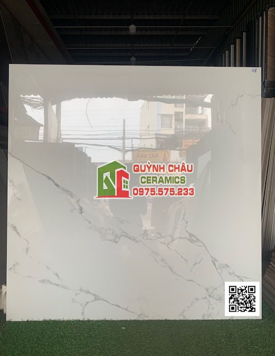 Gạch tây ban nha 120x120 trắng vân đá bóng cao cấp