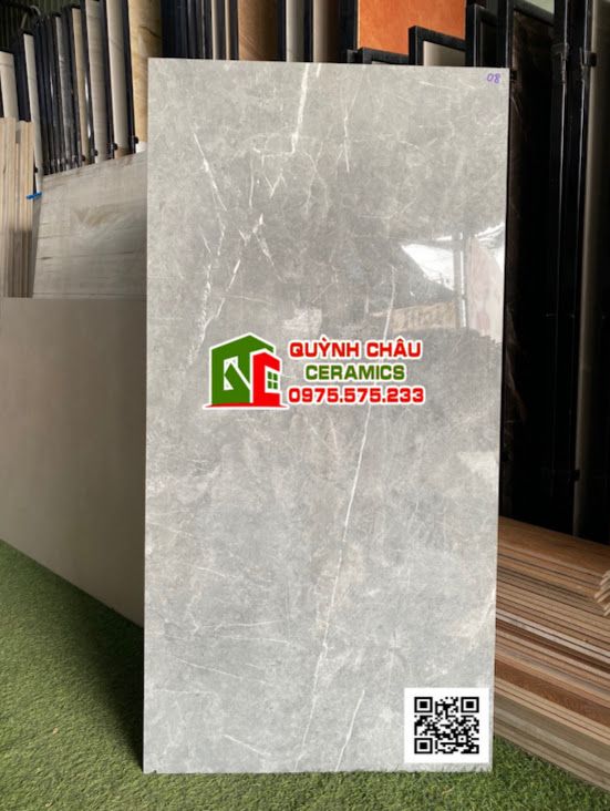 Gạch tây ban nha 60x120 xám vân trắng tia chớp bóng kiếng hàng cao cấp