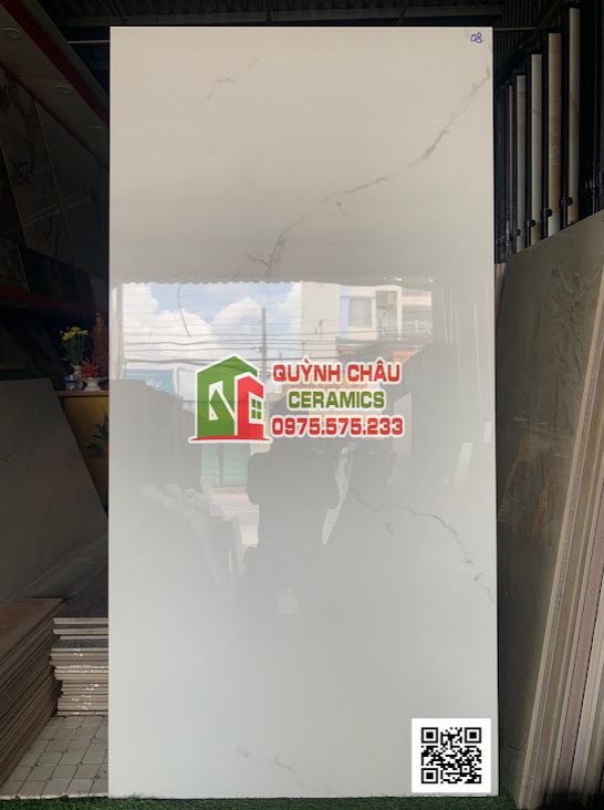Gạch tây ban nha ốp lát 80x160 trắng vân nhẹ bóng kiếng cao cấp