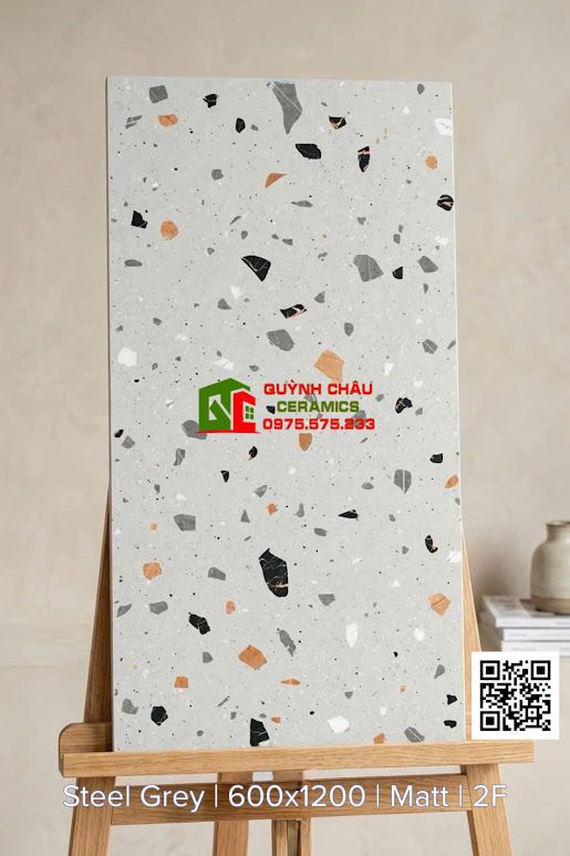 Gạch Terrazzo bề mặt mờ vân đá ngẫu nhiên 60x120cm