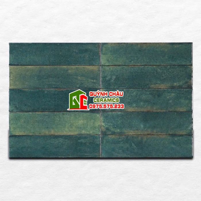 Gạch thẻ 60x240mm xanh lá hiệu ứng gợn sóng