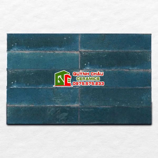 Gạch thẻ 6x24cm gợn sóng màu xanh dương hiệu ứng