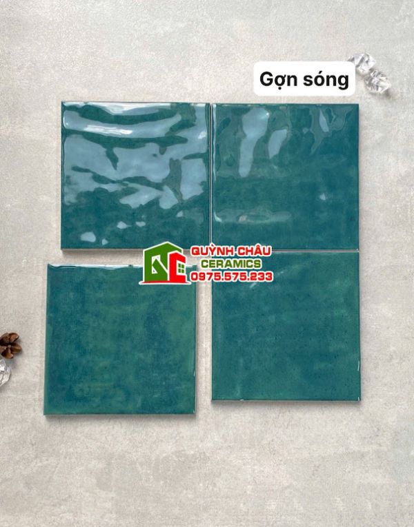 Gạch thẻ bóng lượn sóng 12x12 màu xanh hiệu ứng