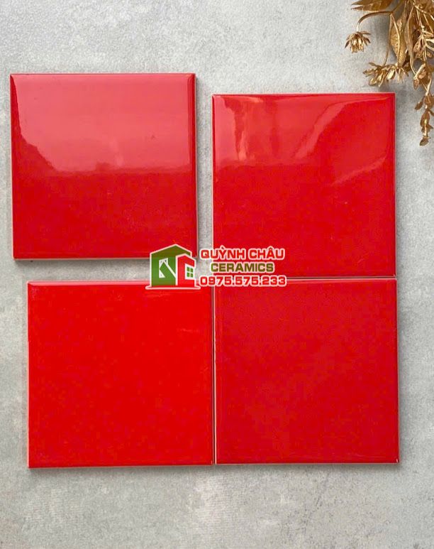 Gạch thẻ đỏ bóng 10x10 trung quốc